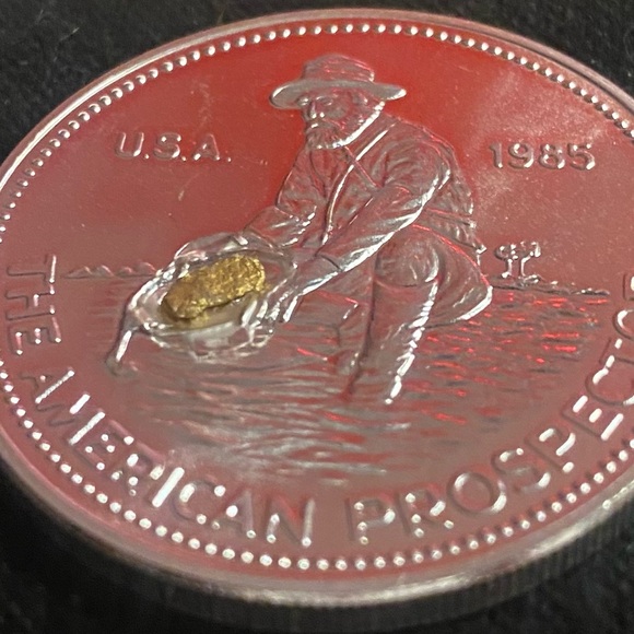 1985 American Prospector Coin with Gold Nugget - Picture 3 of 4